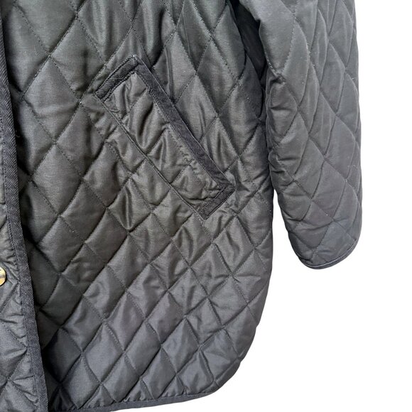 The Tog Shop Black Quilted Jacket XL Womens Barn Coat Preppy Equestrian - Picture 9 of 12